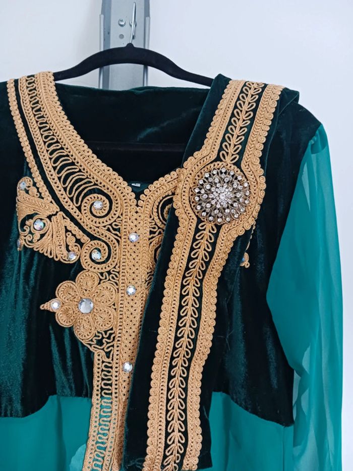 Robe de soirée verte/rouge/bleue avec ceinture T.L - photo numéro 5