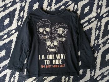 T-shirt manches longues, tête de mort, bleu marine, Zara, 5 ans 110cm