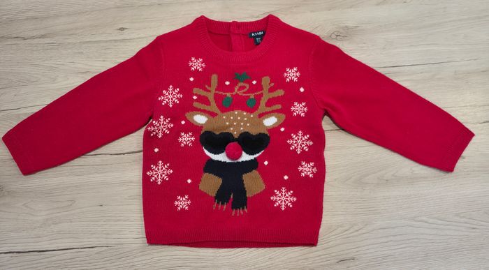 Pull de Noël en laine rouge avec renne, Kiabi, 18 mois