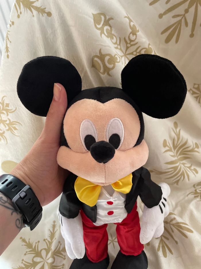 Peluche Mickey Mouse Costume Disneyland Paris Disney noir rouge smoking 34 cm - photo numéro 5