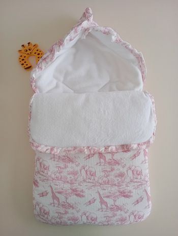 Nid d'ange bébé gaze de coton et polaire savane rose 