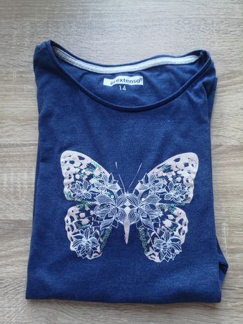 T-shirt manches longues bleu motif papillon In Extenso