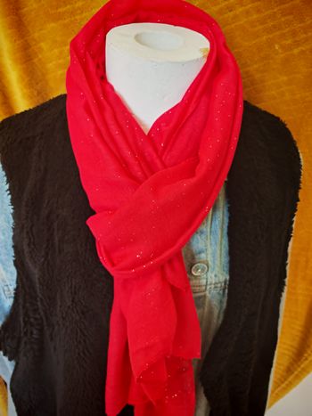 Écharpe paillettes - Rouge