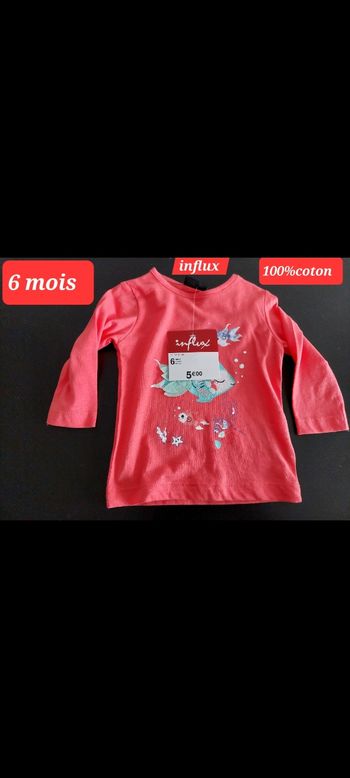Haut influx motif poisson fille 6mois 