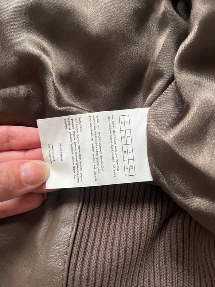 Veste courte cuir véritable marron - photo numéro 5