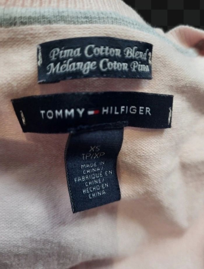 Pull Tommy Hilfiger femme – Col V – Taille XS – Rose saumon - photo numéro 6