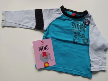 Tee-shirt manches longues, taille 9 mois.