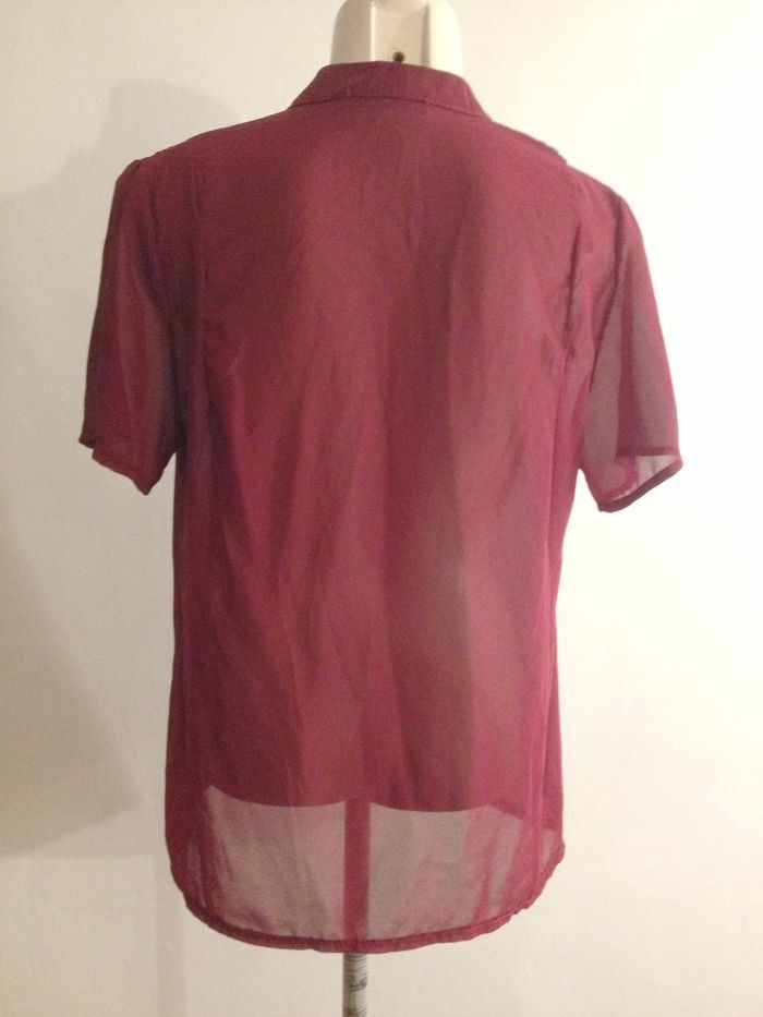 Blouse transparente bordeaux manches courtes look féminin - photo numéro 2