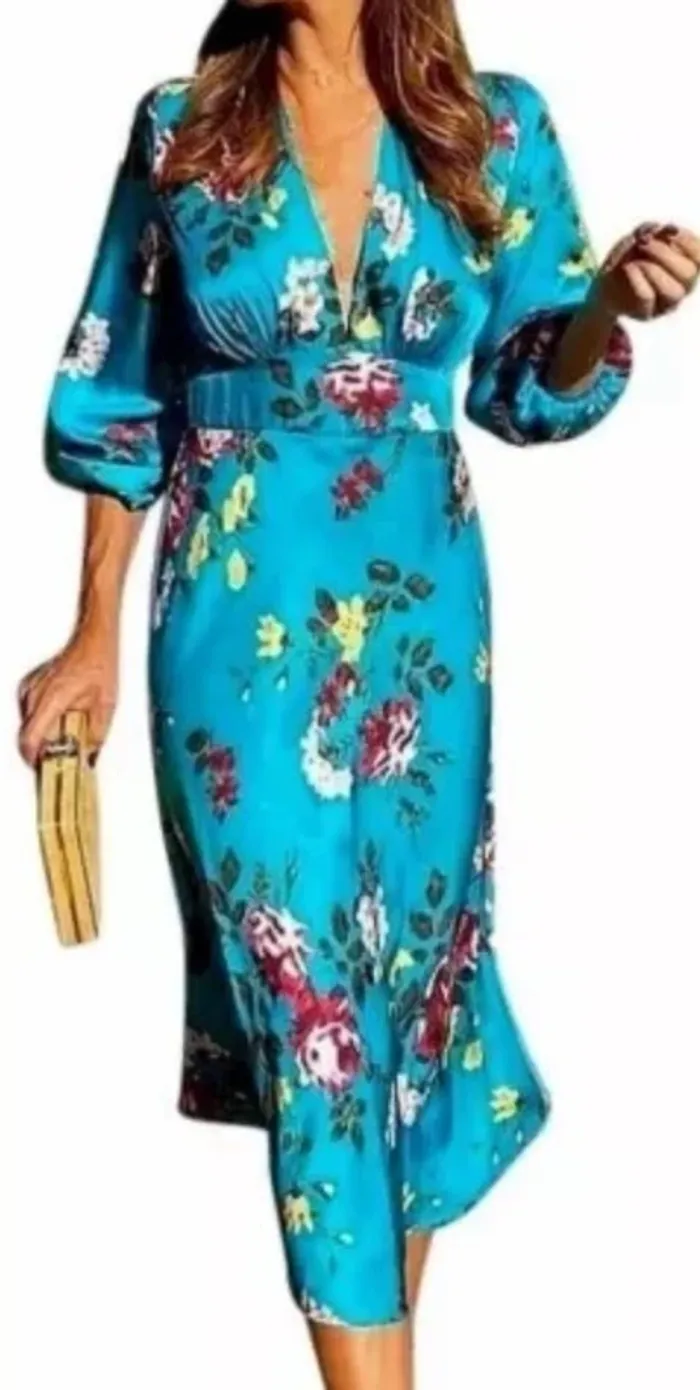 Robe élégante Zara taille L 40 toute satiné floral