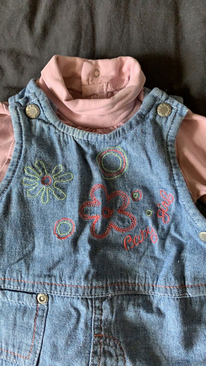 Ensemble robe en jeans et tee shirt manches longues et col 3 mois - photo numéro 2