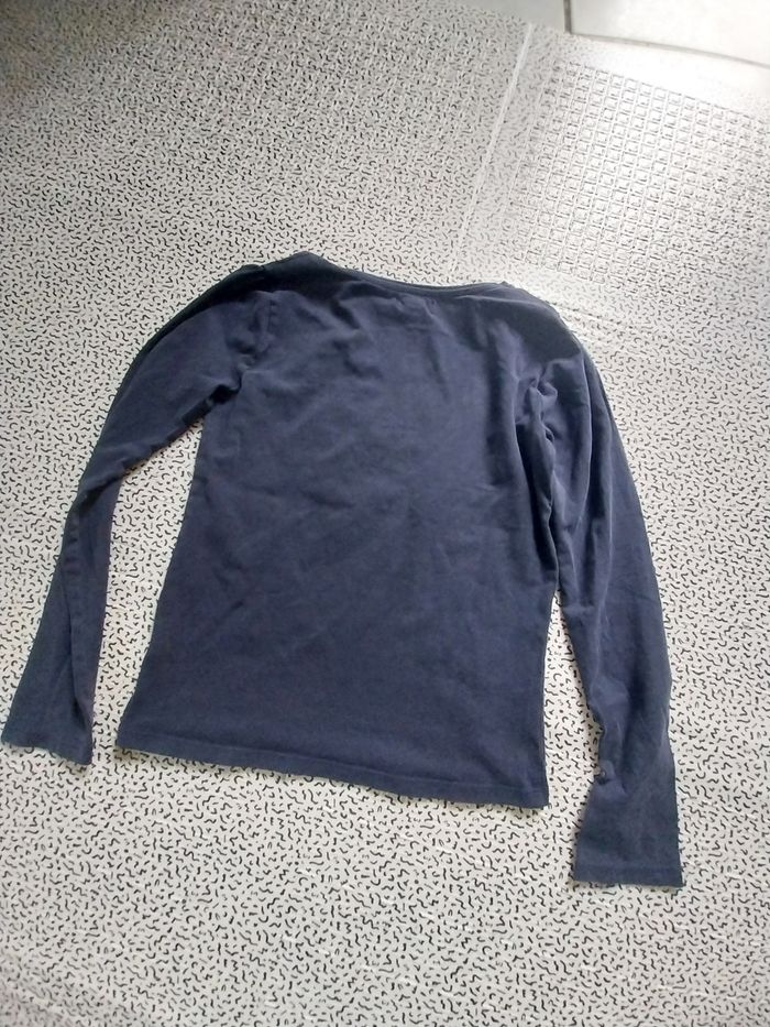 T-shirt Okaïdi fille 12 ans bleu marine motif fleur 🌸 manches longues - photo numéro 5