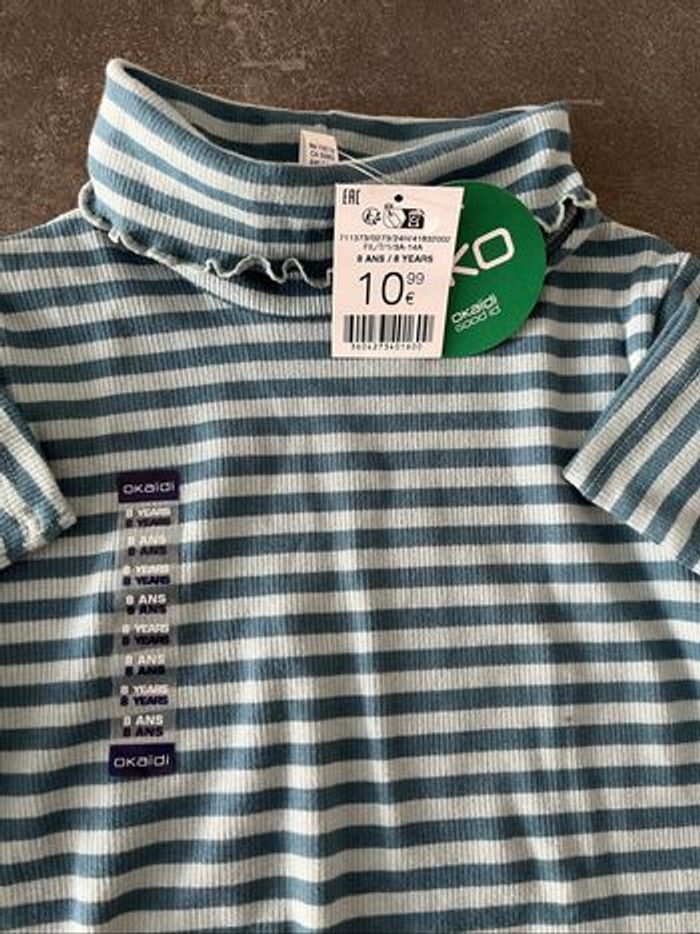 Teeshirt neuf manches longues col-roulé Okaïdi 8 ans - photo numéro 2