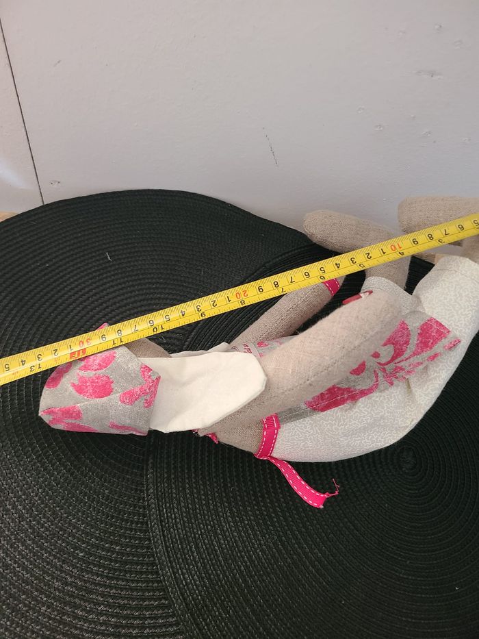 Lapin Tilda hauteur 30 cm en tissu 100% coton fait main - photo numéro 4