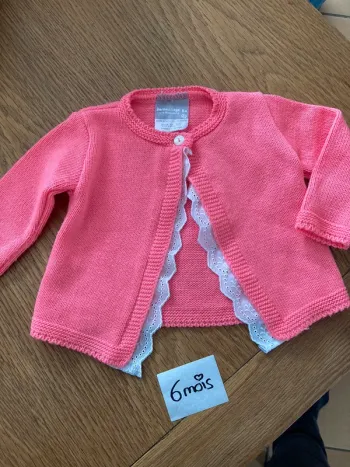 Gilet rose fluo dentelle 6 mois