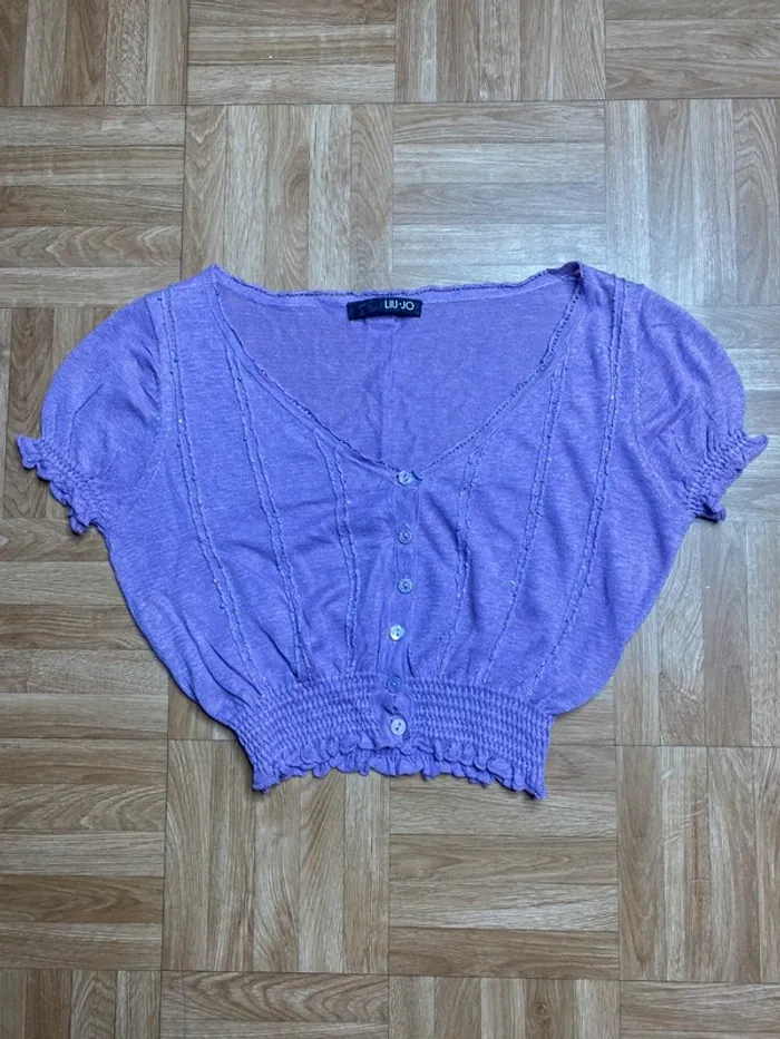Crop top violet lilas Liu Jo – 100% Lin (NEUF)