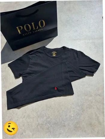 T-shirt Ralph Lauren M coupe col rond noir Homme Men tee57