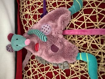 Doudou plat souris MOULIN ROTY Les Jolis pas beaux mauve vert rond