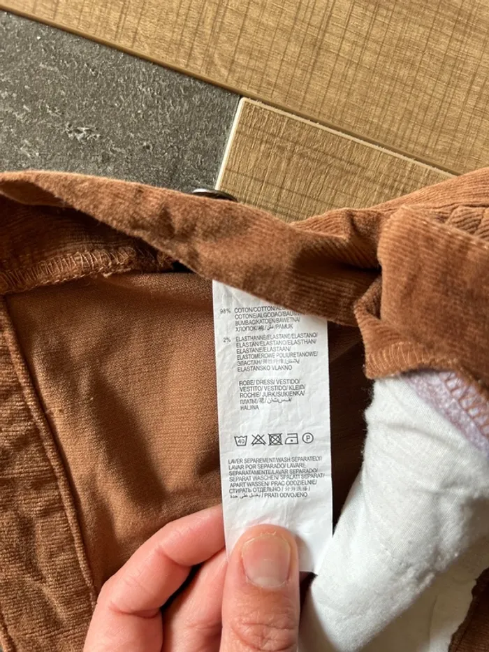 Robe salopette jupe en velours femme, taille 36, marron, kiabi - photo numéro 3
