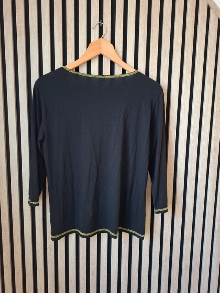 Blouse fluide noire imprimée motifs T40 - photo numéro 2