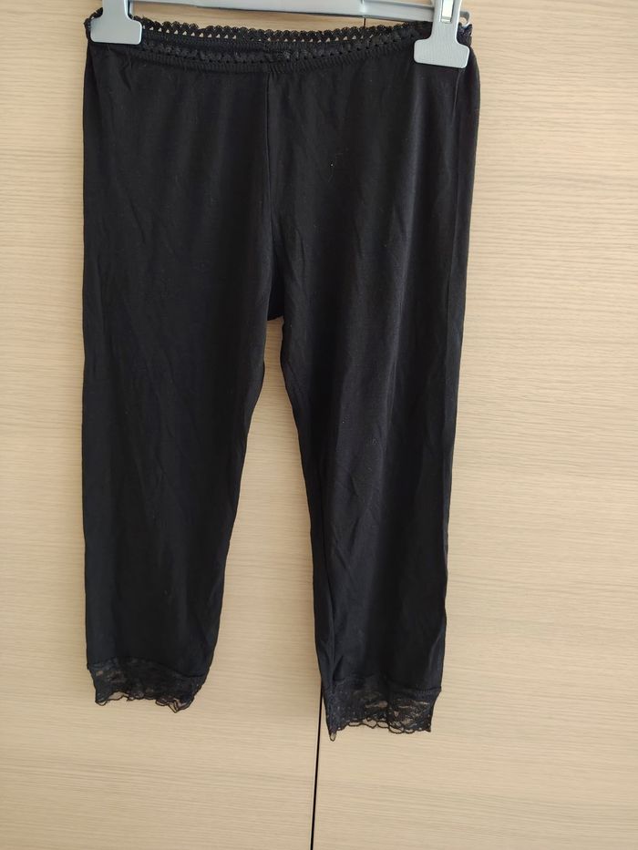 Caleçon léger enfant,10 ans, noir, bas dentelle, taille élastiquée