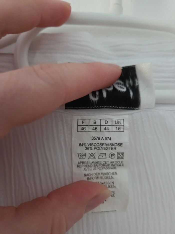 Chemise fluide blanche manche 3/4 taille 46 afibel très bon état - photo numéro 3