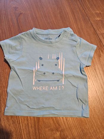 Tee shirt manches courtes bleu clair 6mois 