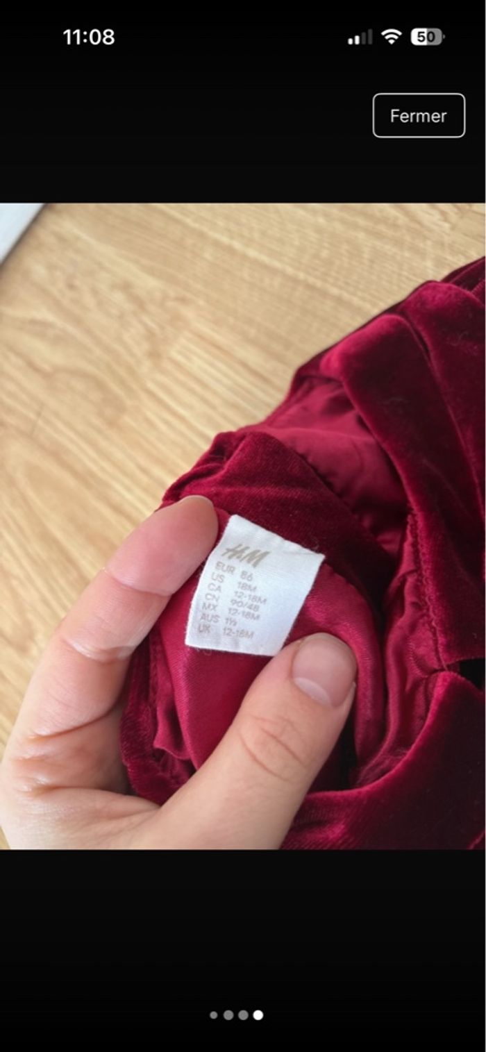 Robe rouge h&m fille taille 12/18 mois - photo numéro 4