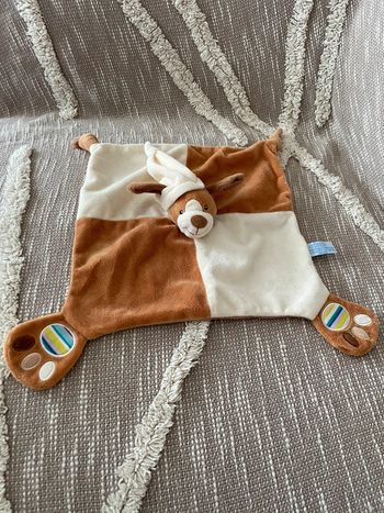 Peluche doudou plat 27cm gispy chien marron beige blanc très bon état