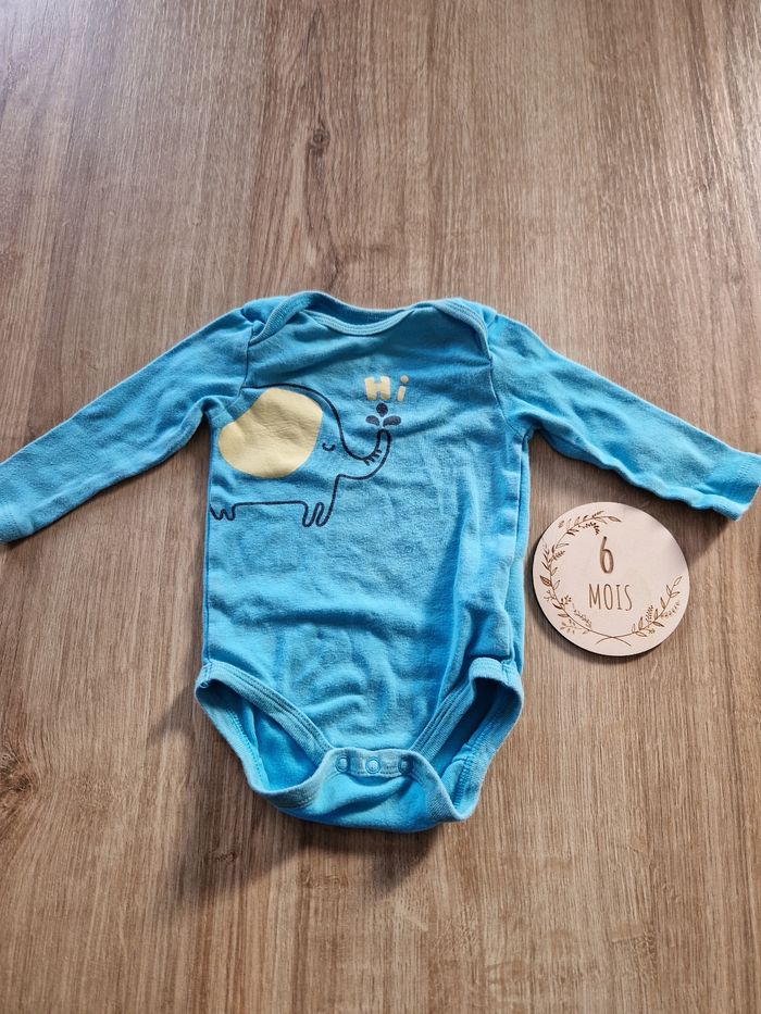 Body Bébé Lupilu - Bleu Éléphant 6 Mois