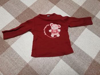Tee shirt manches longues rouge 3 mois