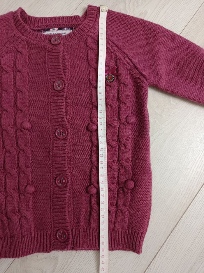 Gilet fille Sergent Major 5 ans – bordeaux à torsades et petits pompons 🍇 - photo numéro 7