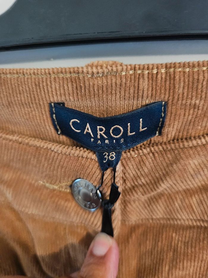 Pantalon droit velours côtelé marron Caroll Taille 38 - photo numéro 2