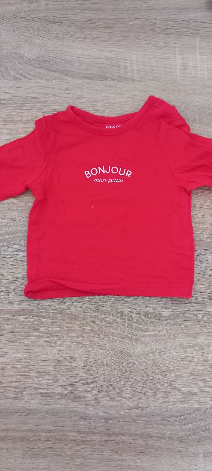 Lot de 2 t-shirt manche courte manche longue 1 mois - photo numéro 3