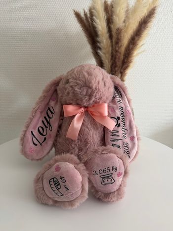 Peluche lapin personnalisable - modèle rose 