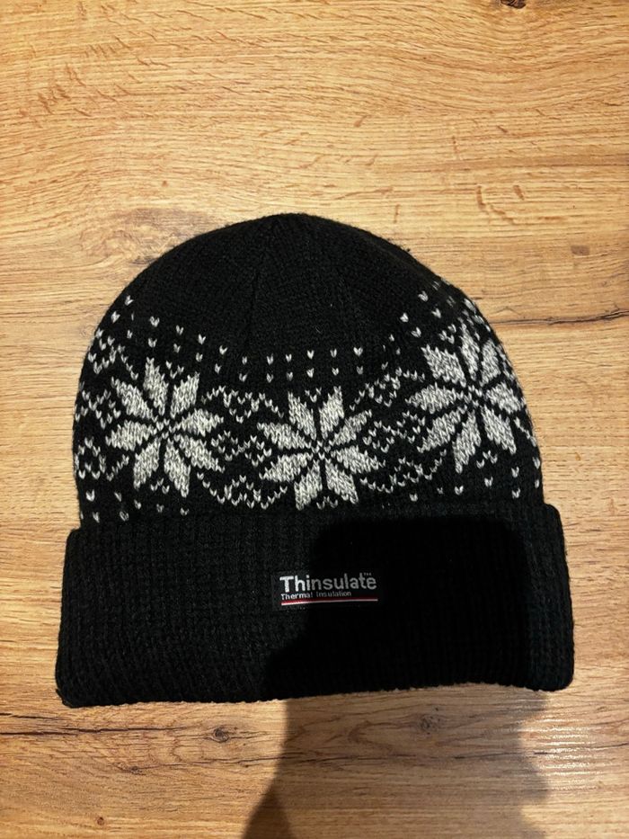 Bonnet ski adulte taille unique noir et blanc thinsulate