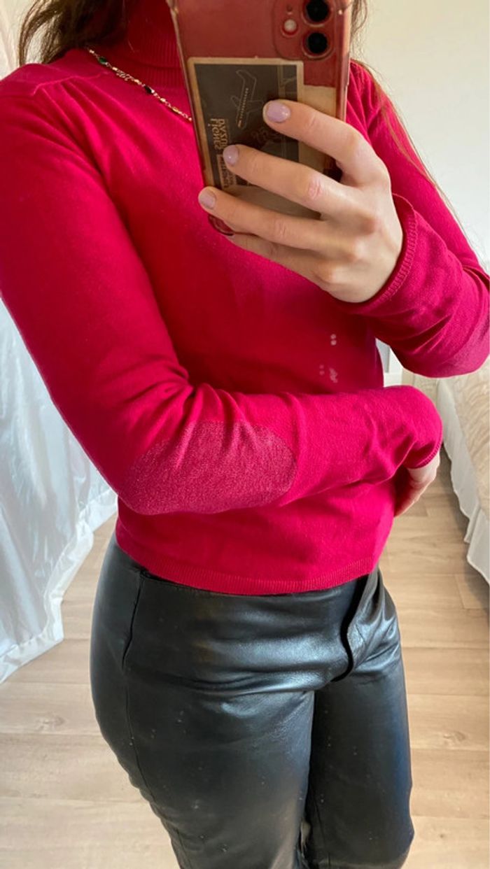 Pull col roulé fushia - photo numéro 3