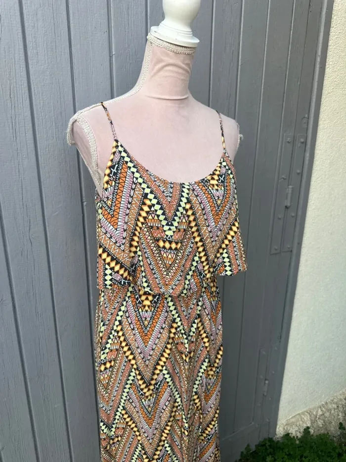 Robe longue été fines bretelles fleurie colorée h&m 40/L - photo numéro 3