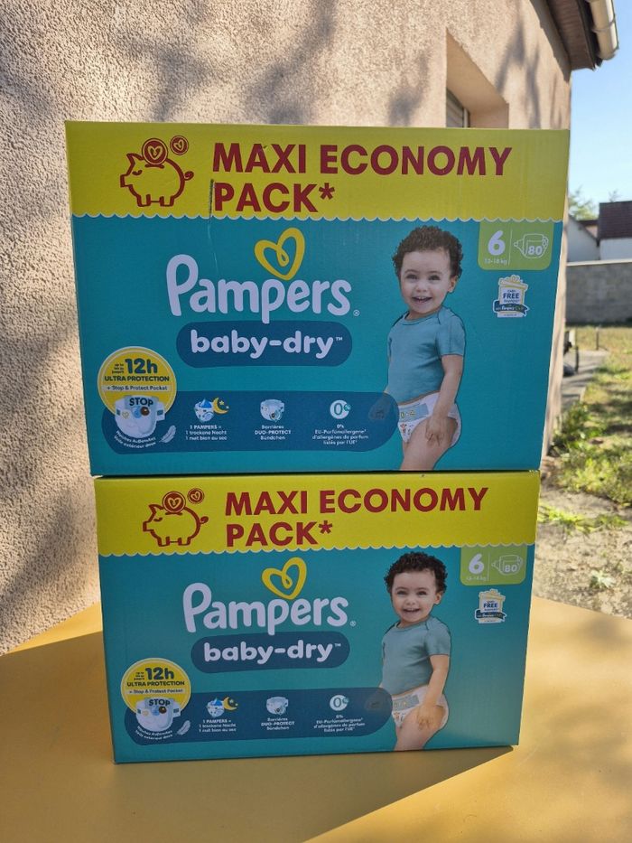 Lot de 2 pack pampers baby dry taille 6 total 160 couches
