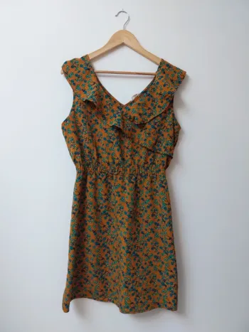 Robe d'été orange à fleurs vertes Cache Cache 42