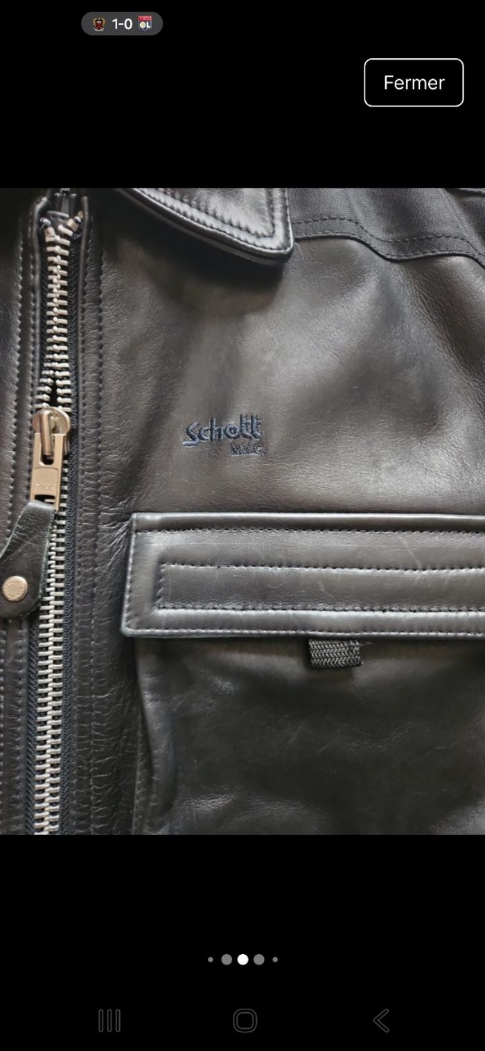 Blouson de moto en cuir homme taille XL  Schott - photo numéro 4