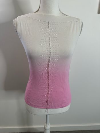 Débardeur tie and dye perles blanc et rose Y2K T38 M
