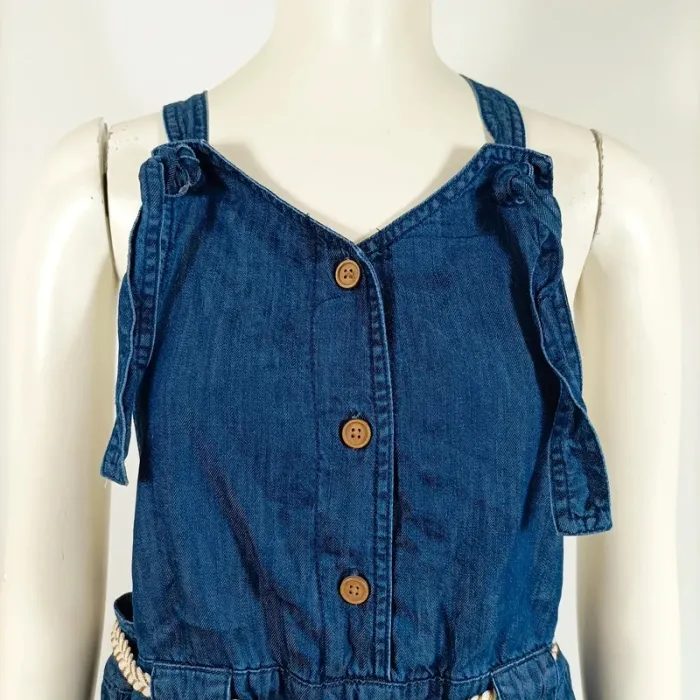 Salopette en jean bleu sans manches - ceinture corde - dos nu Taille M/L A396 - photo numéro 3