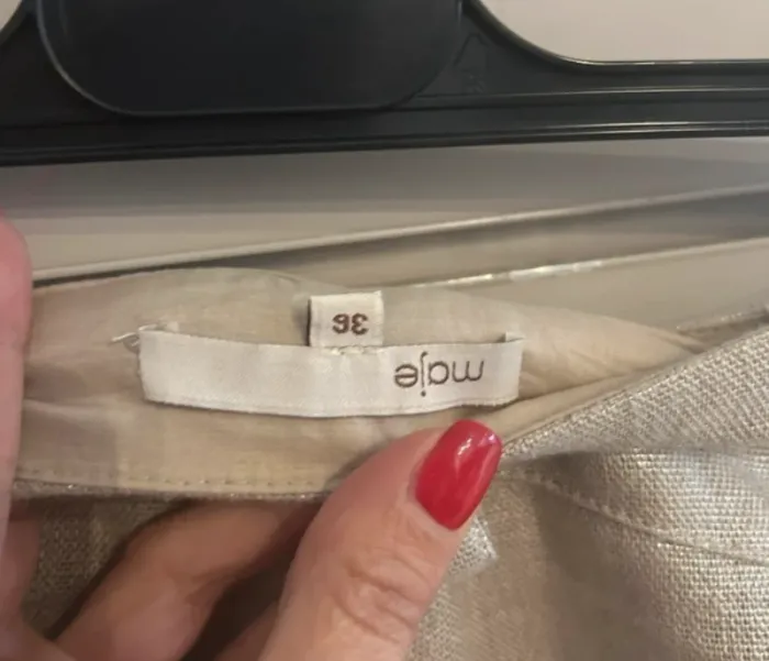 Maje short en lin beige doré, femme, taille 36 - photo numéro 3