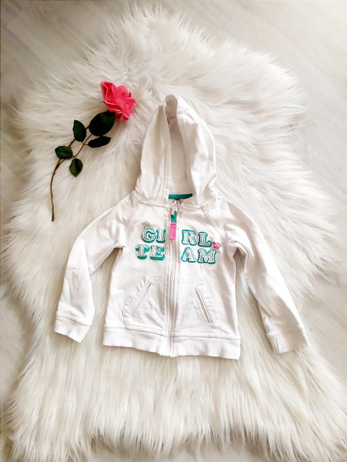 Sweat Zip à capuche Orchestra 3 ans en coton blanc