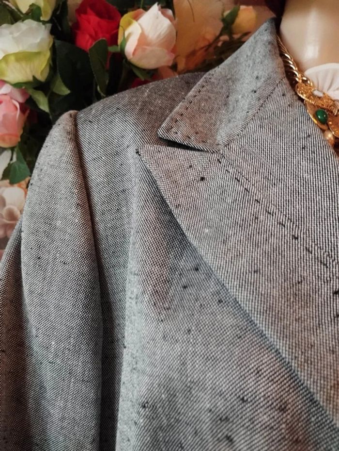 💞 Ensemble Blazer & Jupe Vichy Imitation Lin Collection Vintage Weill T44/46💞 - photo numéro 4