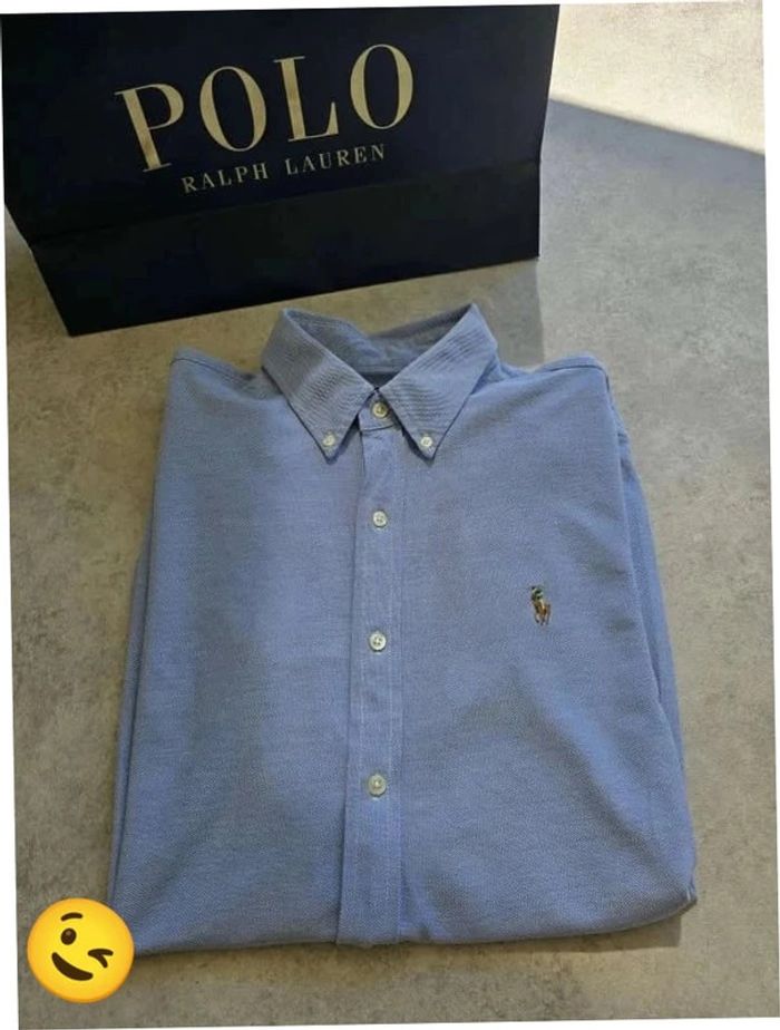 Chemise Ralph Lauren manche longue Taille L bleu Homme Men CHE30