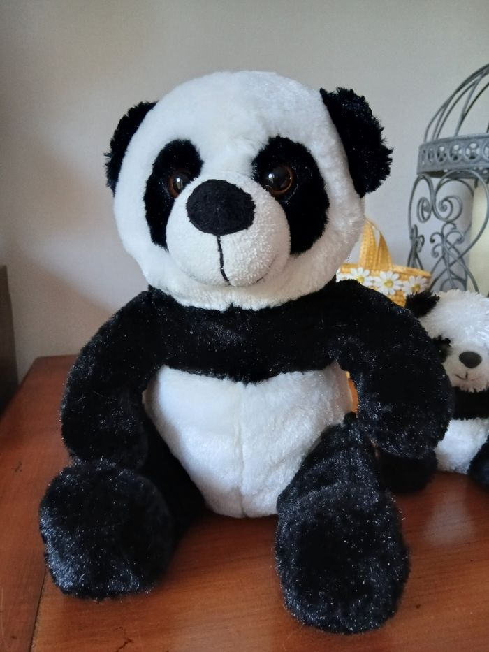 Duo Doudous-Peluches Panda *20 & 10 cm - photo numéro 4
