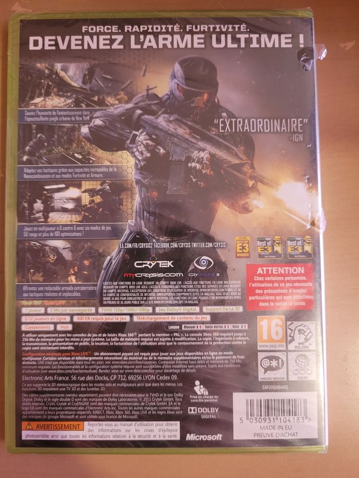 Jeux xbox 360- Crysis 2- Neuf sous blister - photo numéro 2