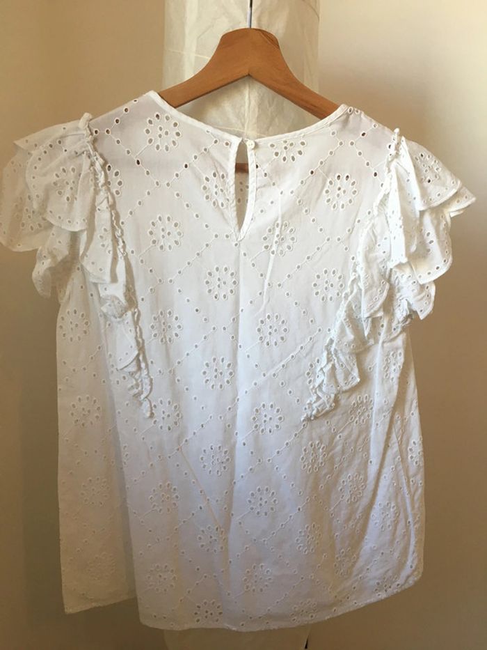 Blouse blanche broderie anglaise dentelle naf naf - photo numéro 3