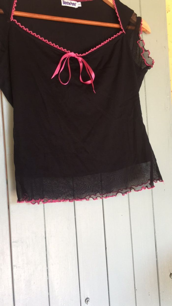 Petit top court croc top noir et rose taille M - photo numéro 3